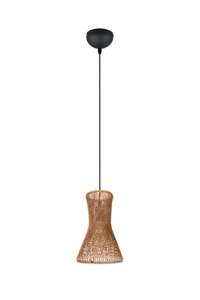 Suspension design Bijou noir avec rotin Ø20cm Trio 4017807637304