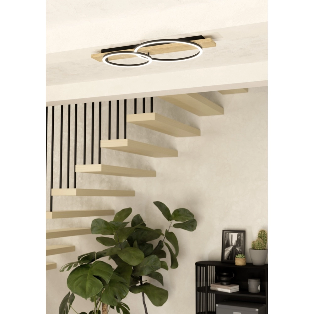 Lampe de plafond Boyal 2L - en plomb - avec aspect bois Eglo 9008606327232