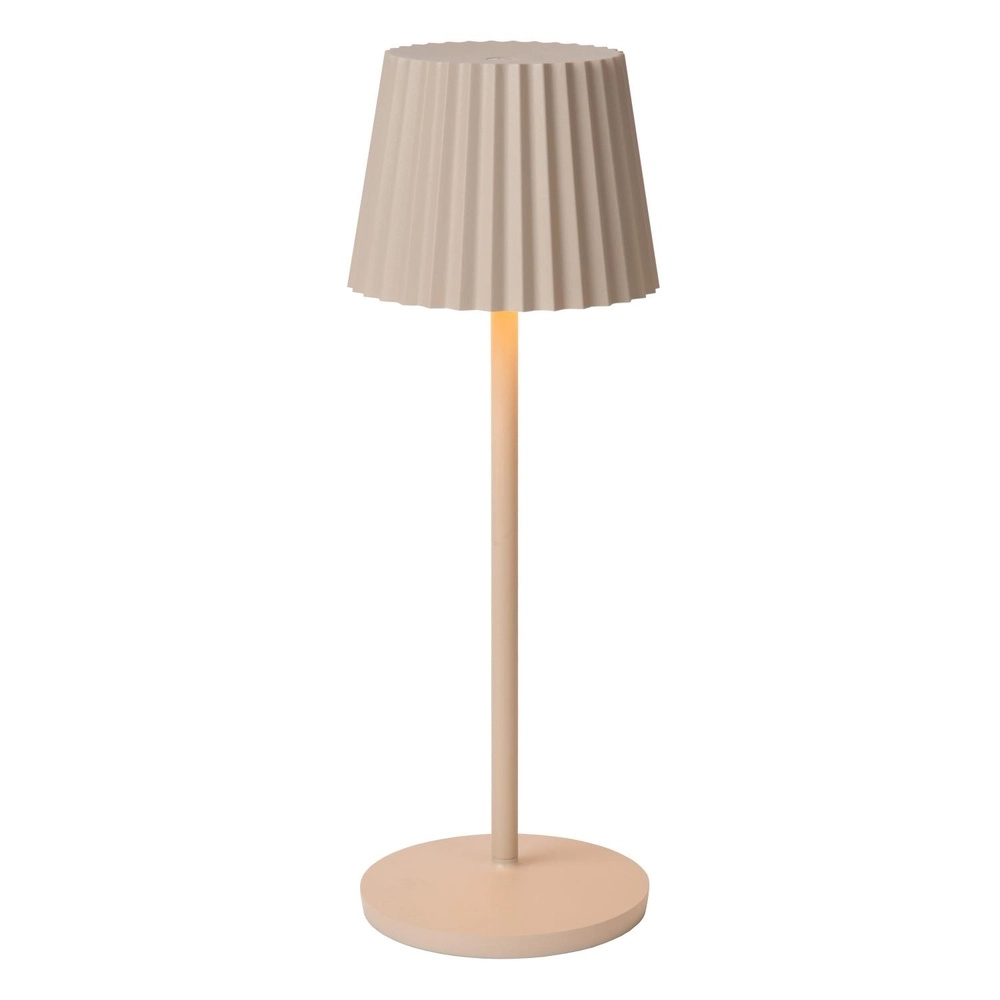 Lampe de table rechargeable Justine Marron sable avec station de recharge Lucide 5411212272232