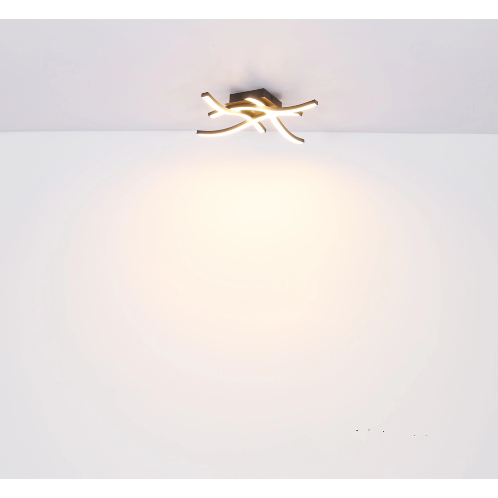 Lampe de plafond Evita noir avec bois Globo 9007371419173
