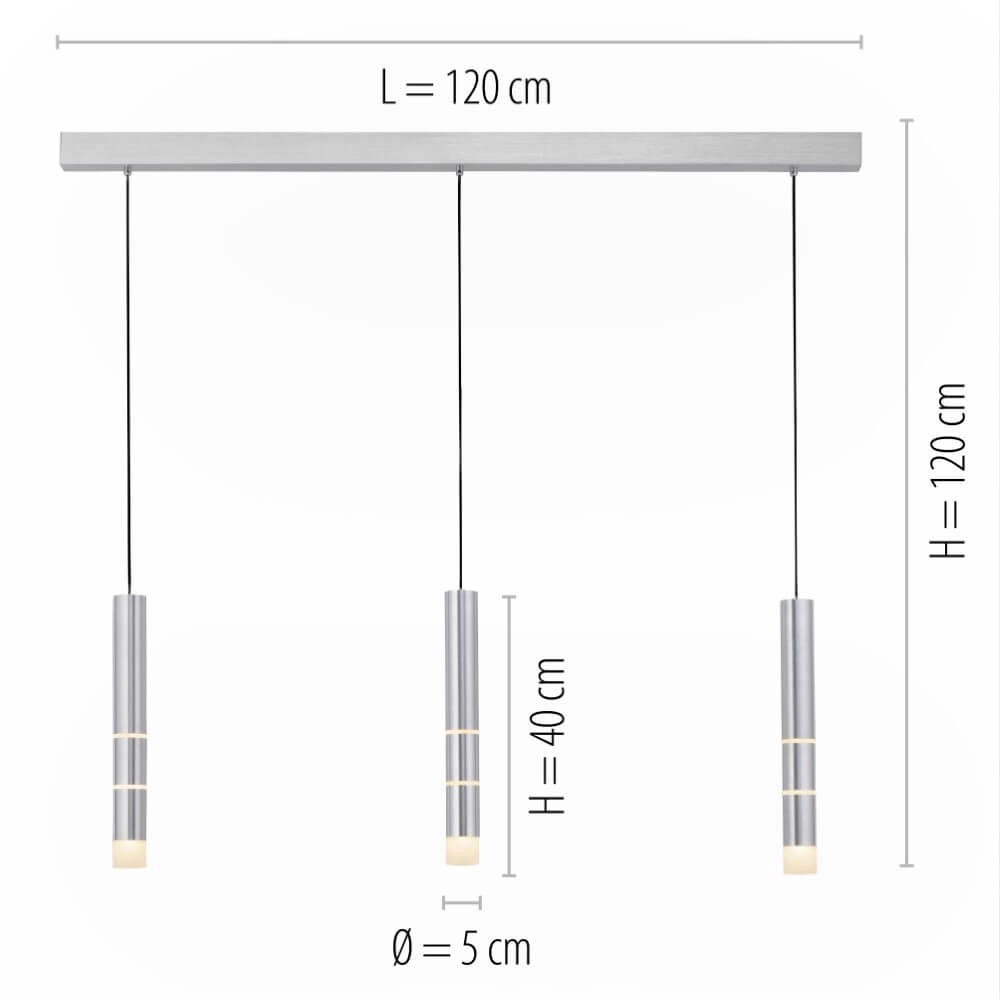 Lampe suspendue en aluminium Pure Vega 3 lumières Paul Neuhaus 4012248357590