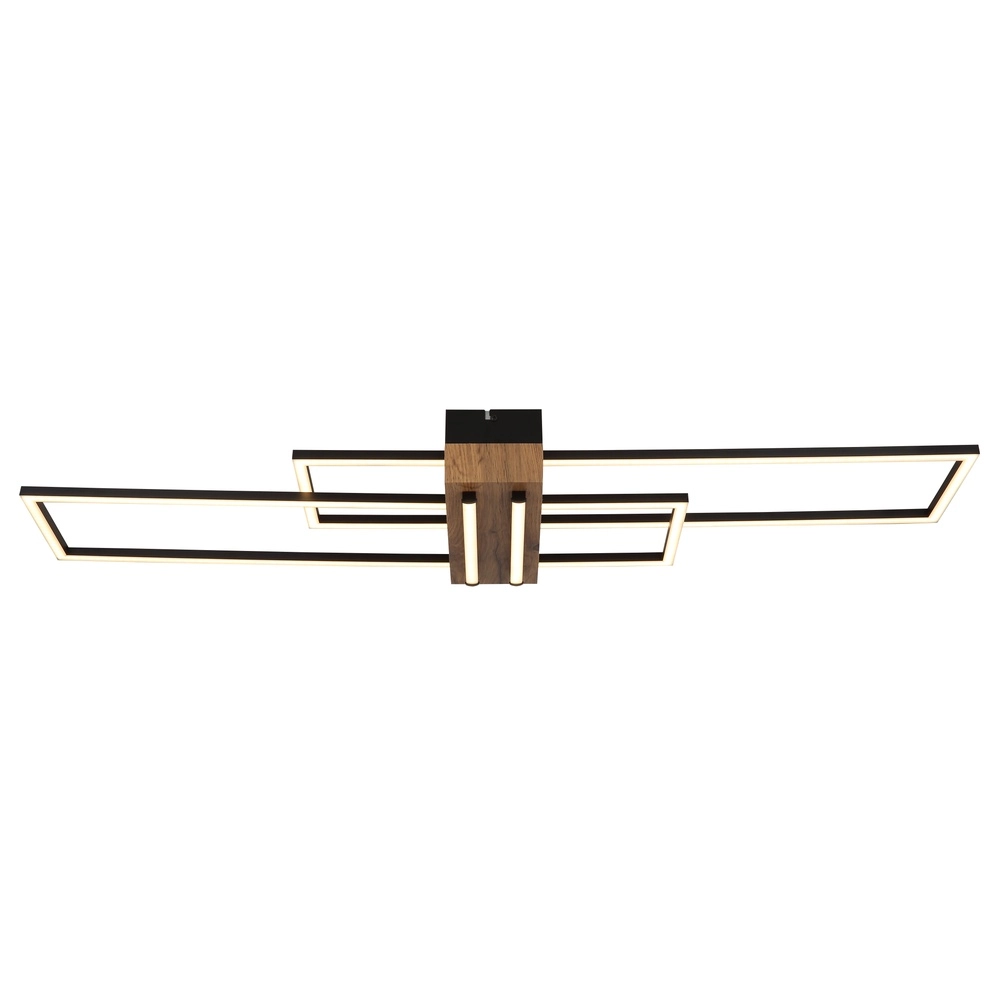 Lampe de plafond moderne Dakari noir avec bois Globo 9007371528479