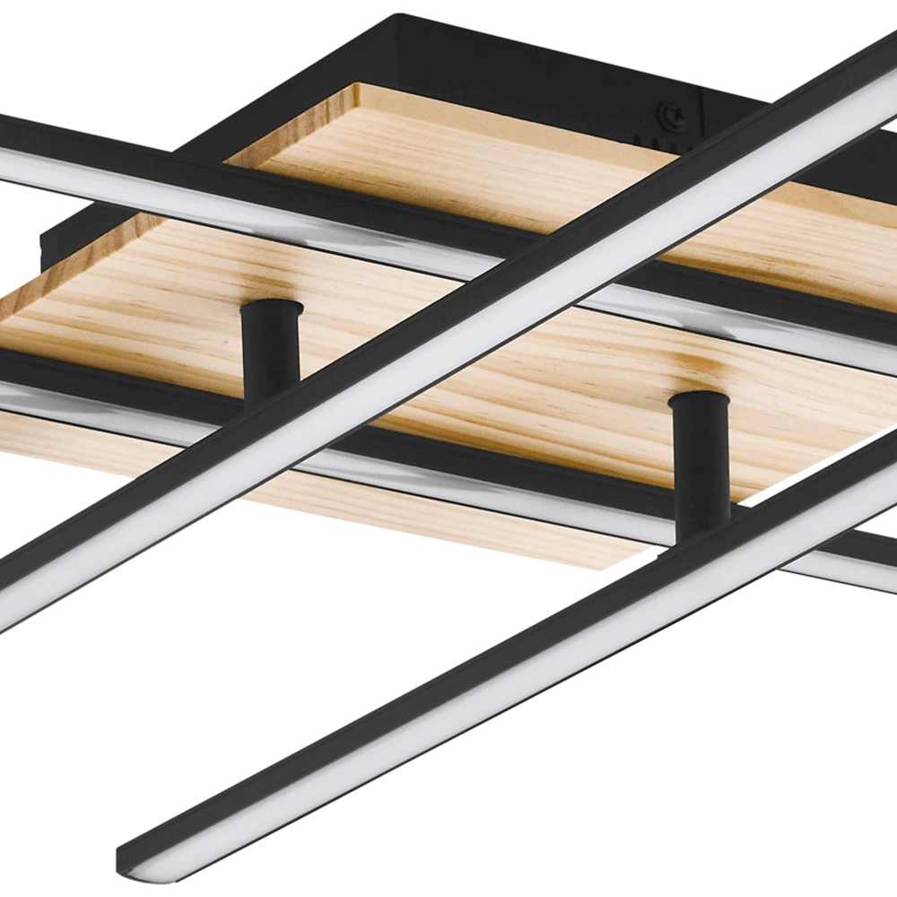 Plafonnier Marinello 1 noir avec du bois Eglo 9002759997939