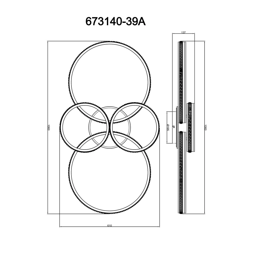 Lampe de plafond à design Grouni 4 anneaux en titane mat Globo 9007371533879