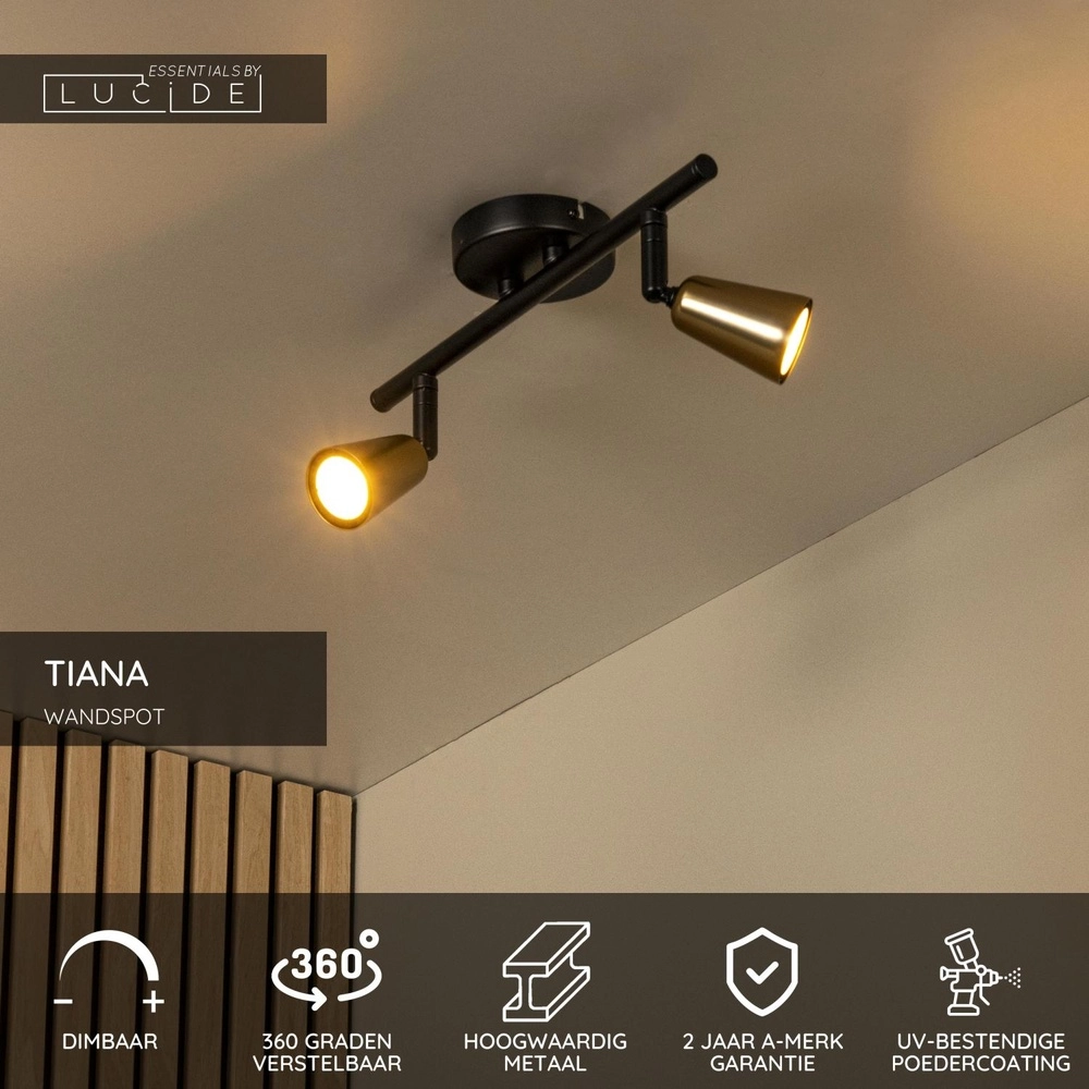 Projecteur de plafond Tiana Champagne 2 lumières Lucide 5411212650368