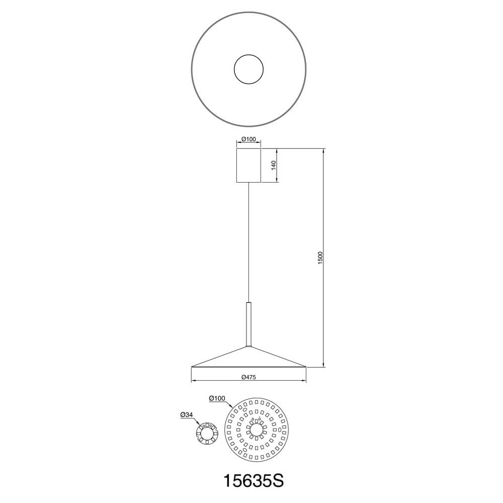 Suspension ronde Lampone design noir Ø 47,5cm Globo 9007371456376