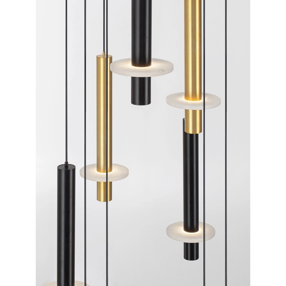 Lampe pendante de conception Noemi noir avec blanc et or Ø 72cm Lyora 5212063503335