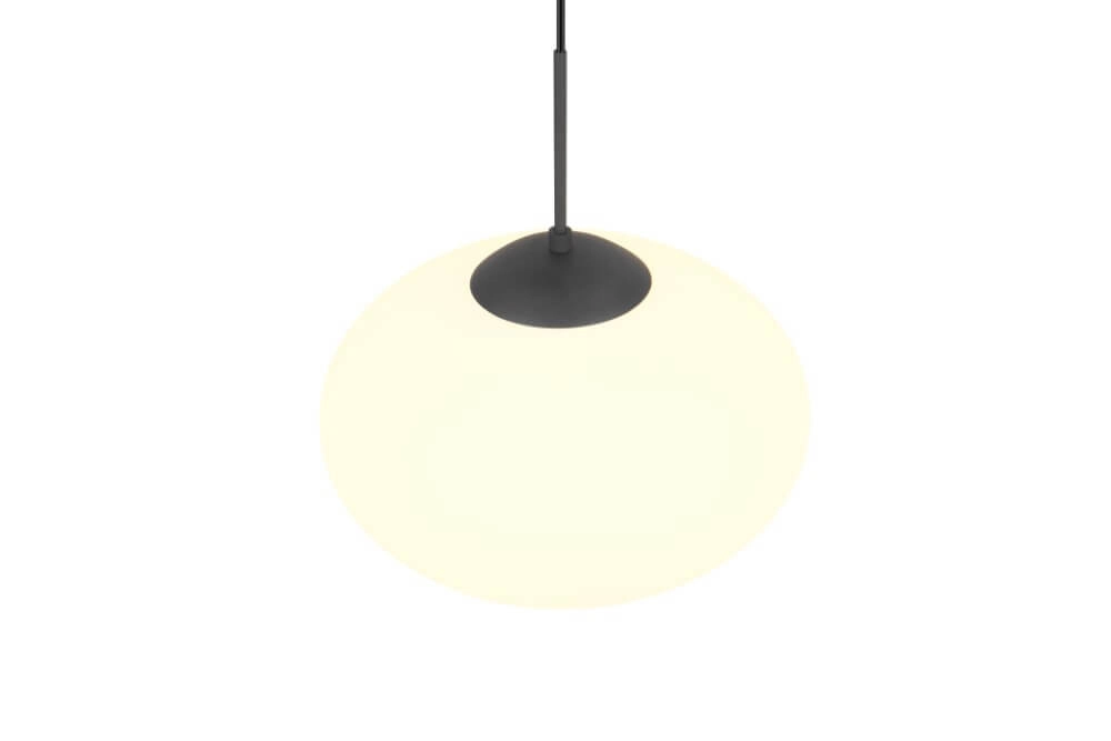 Lampe à suspension ovale Fomento Ø 40cm - noir avec verre blanc Trio 4017807616224