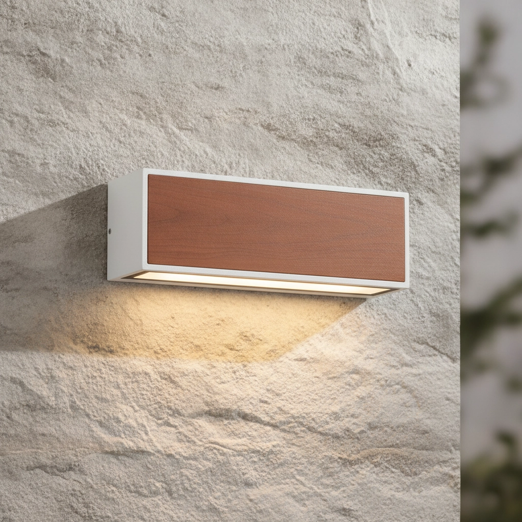 Applique solaire Brown blanc avec du bois