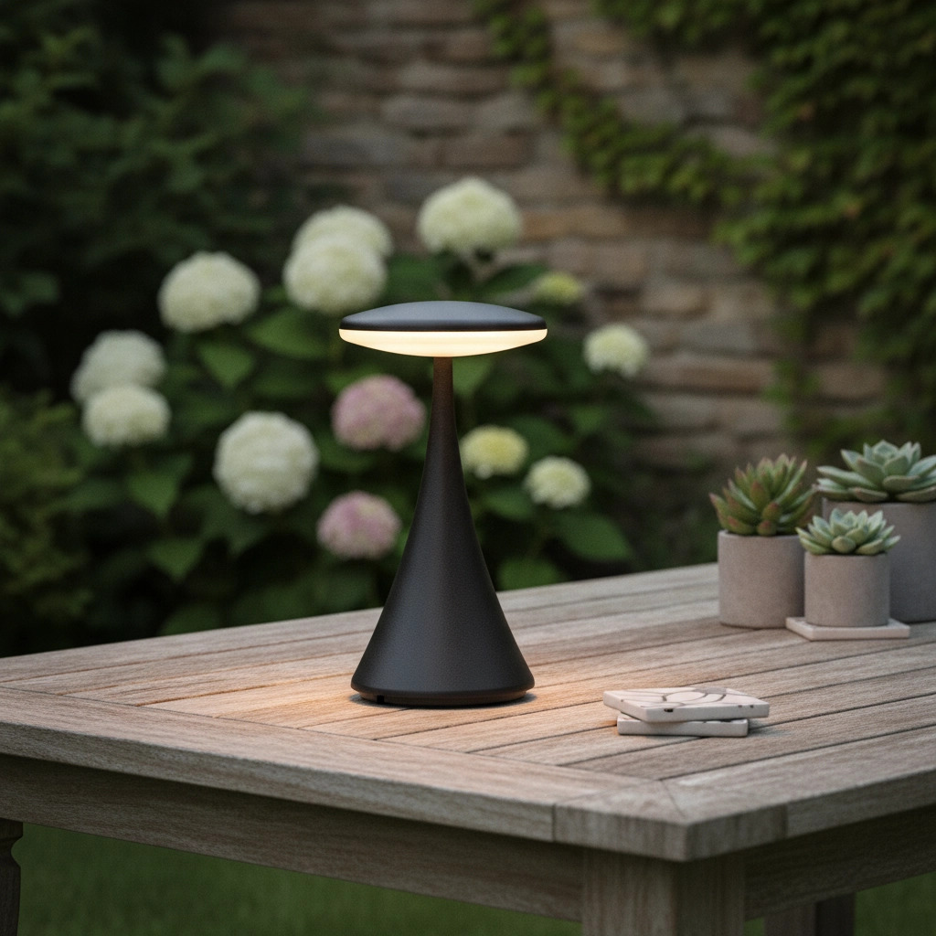 Lampe de table Elbo noir rechargeable avec USB