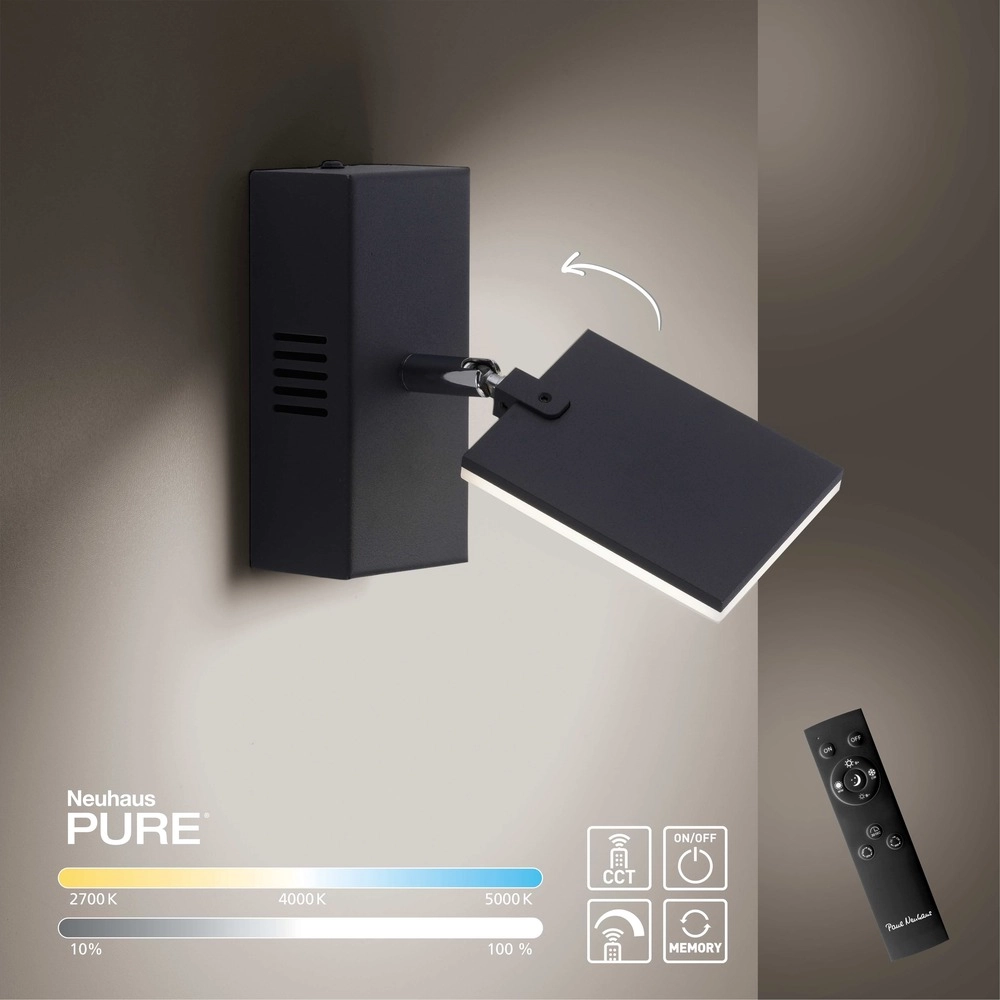 Lampe murale LED Pure Mira Switch - Black Pearl Paul Neuhaus 4012248359426