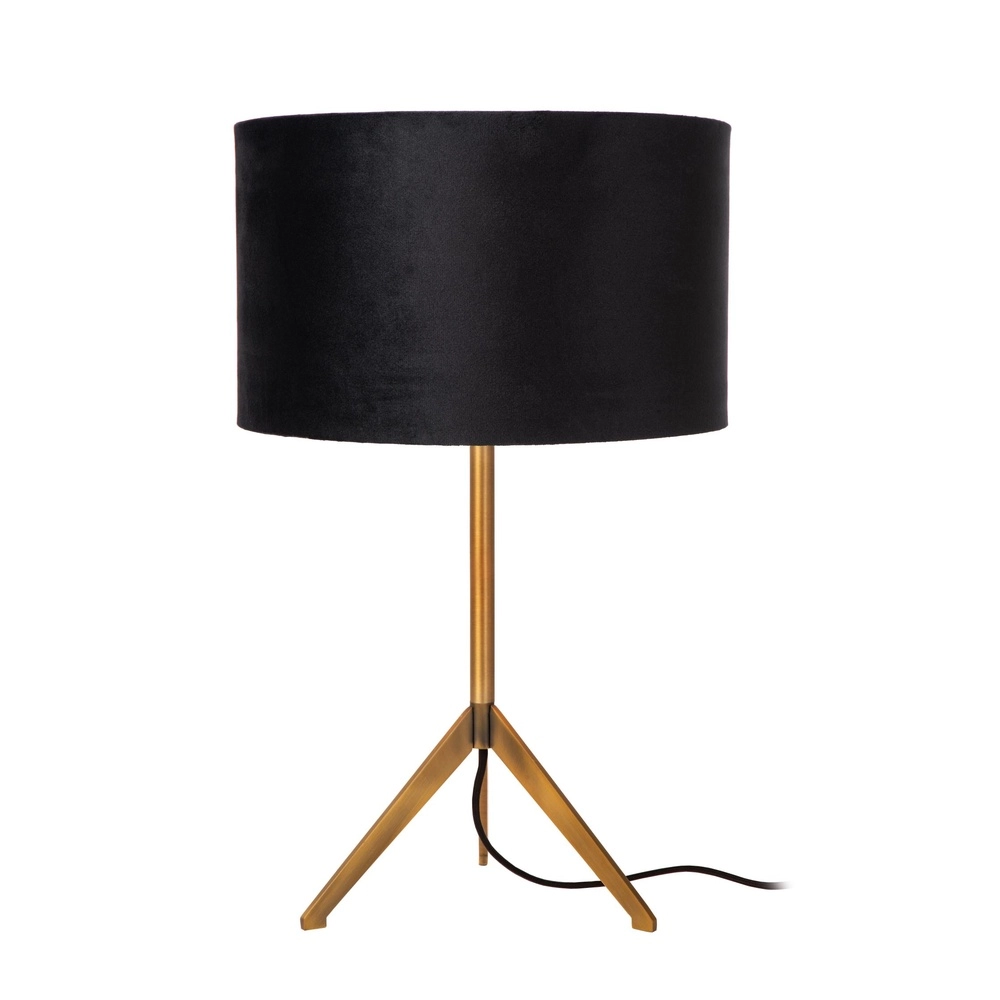 Lampe de table trépied Tondo Or avec un chapeau noir