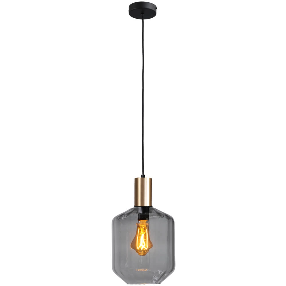 Lampe suspendue dorée Porto avec verre fumé Jagger - Ø 19cm Masterlight 8718121269238