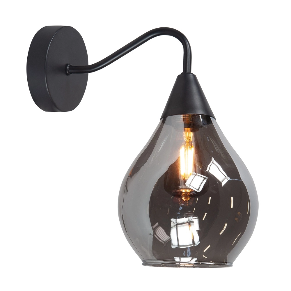 Applique murale Cambio noir avec verre fumé