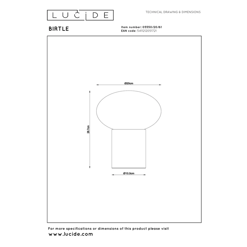 Lampe de table scandinave Birtle bois avec blanc Lucide 5411212051721