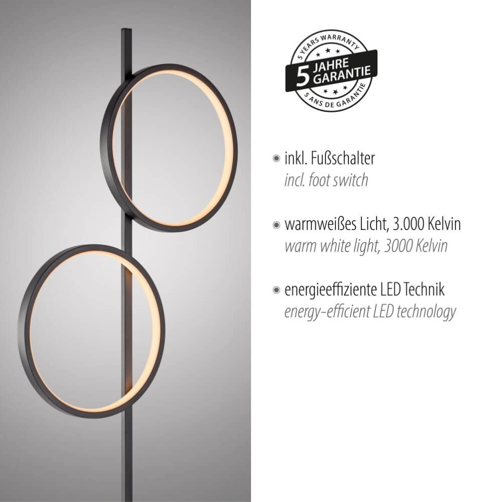 Lampadaire Mini Ritus noir Just Light 4043689000233