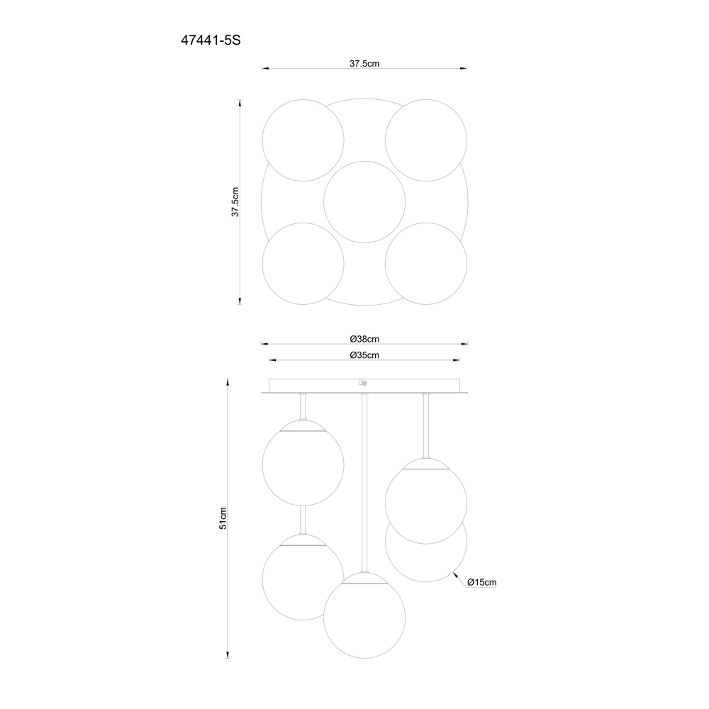 Lampe de plafond à 5 lumières Harmon Noir Globo 9007371592531
