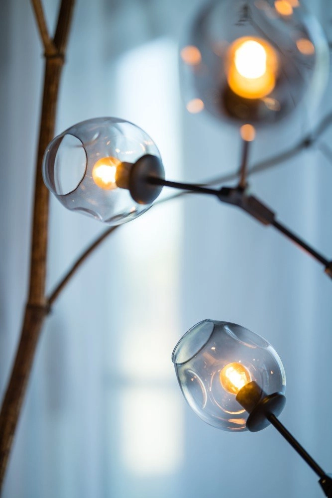 Lampadaire Lime 5 lumières noir avec verre fumé ETH 8720195300748