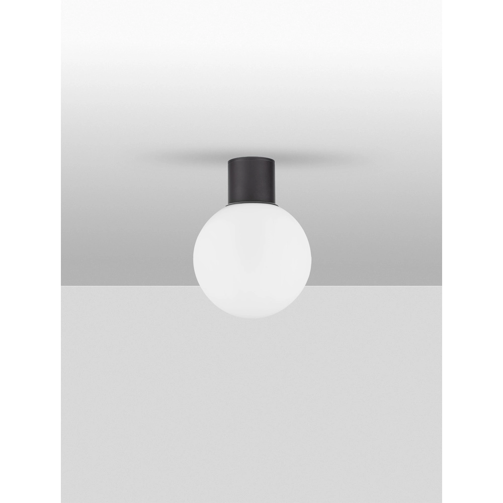 Plafonnier Spix anthracite avec verre convexe blanc Lyora 5212017476432