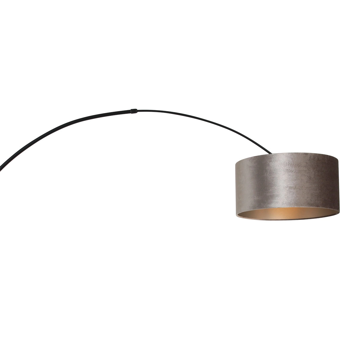 Lampe à arc murale Sparkled noir avec abat-jour en velours taupe Steinhauer 8712746146103