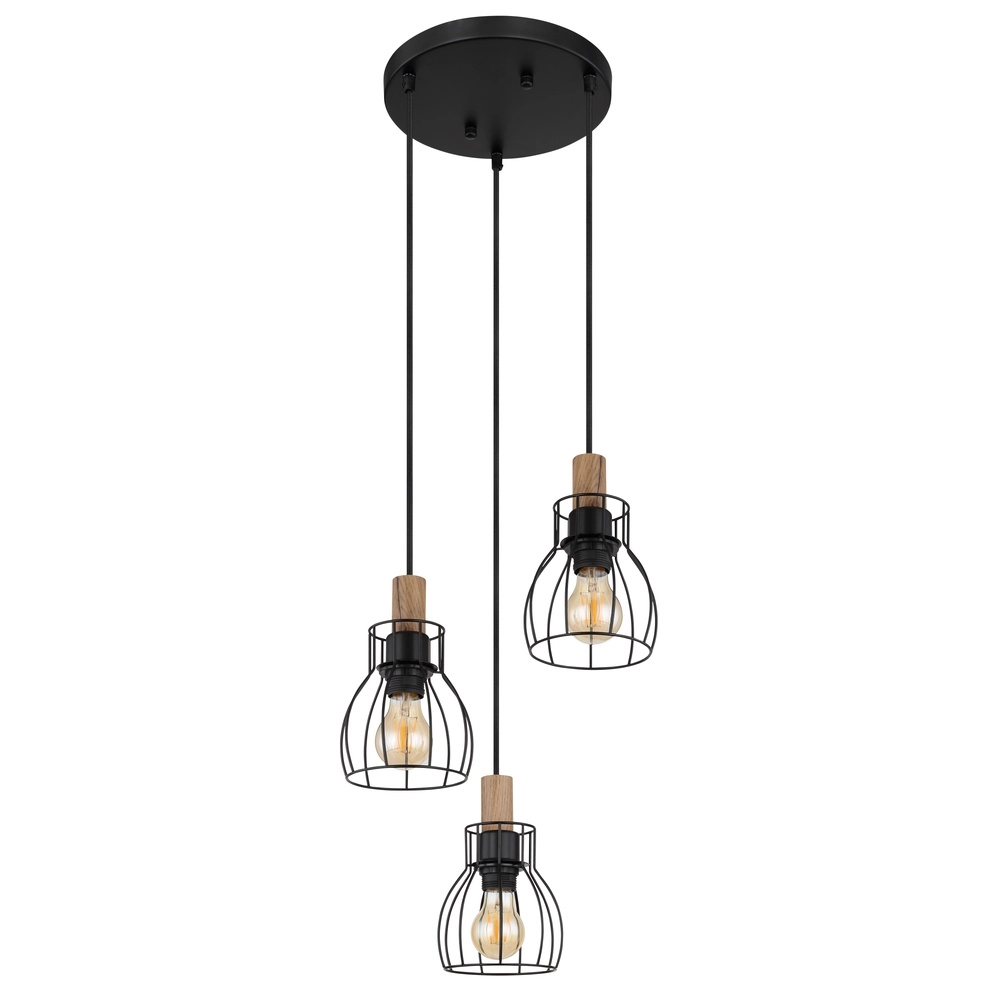 Lampe pendante de campagne Mina Round à 3 lumières Globo 9007371432431