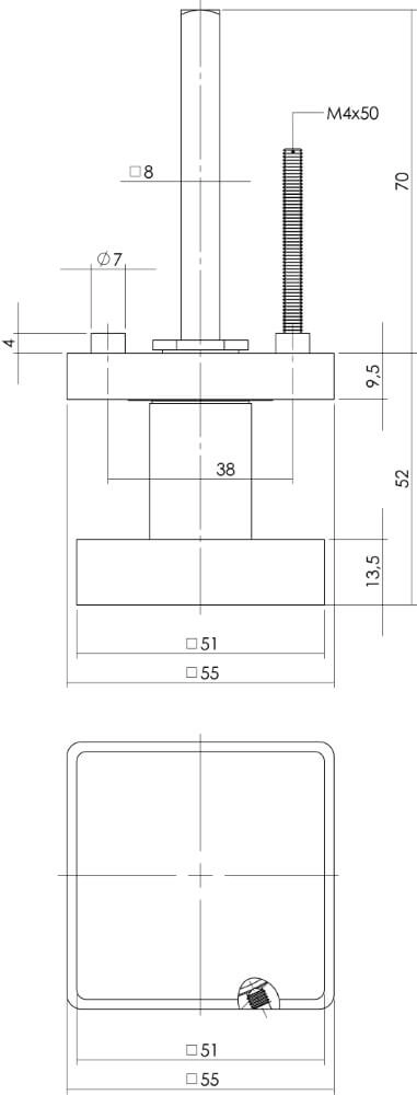Poignée de porte carrée Castor nickel mat Intersteel 8714186297452
