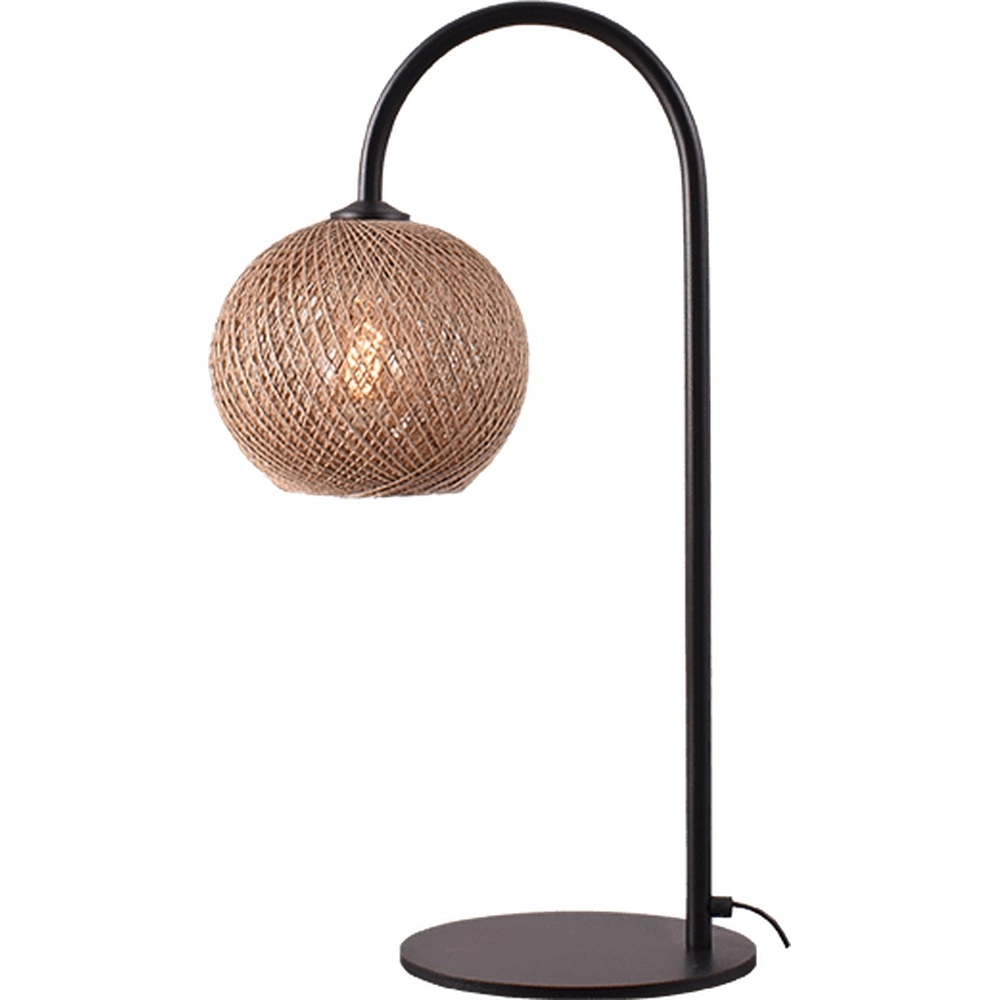 Arche de lampe de table Corda noir avec rotin Ø 20cm