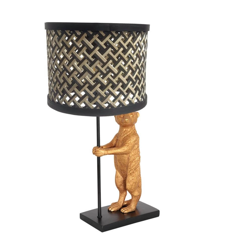 Lampe de table Animaux noir avec abat-jour en bambou