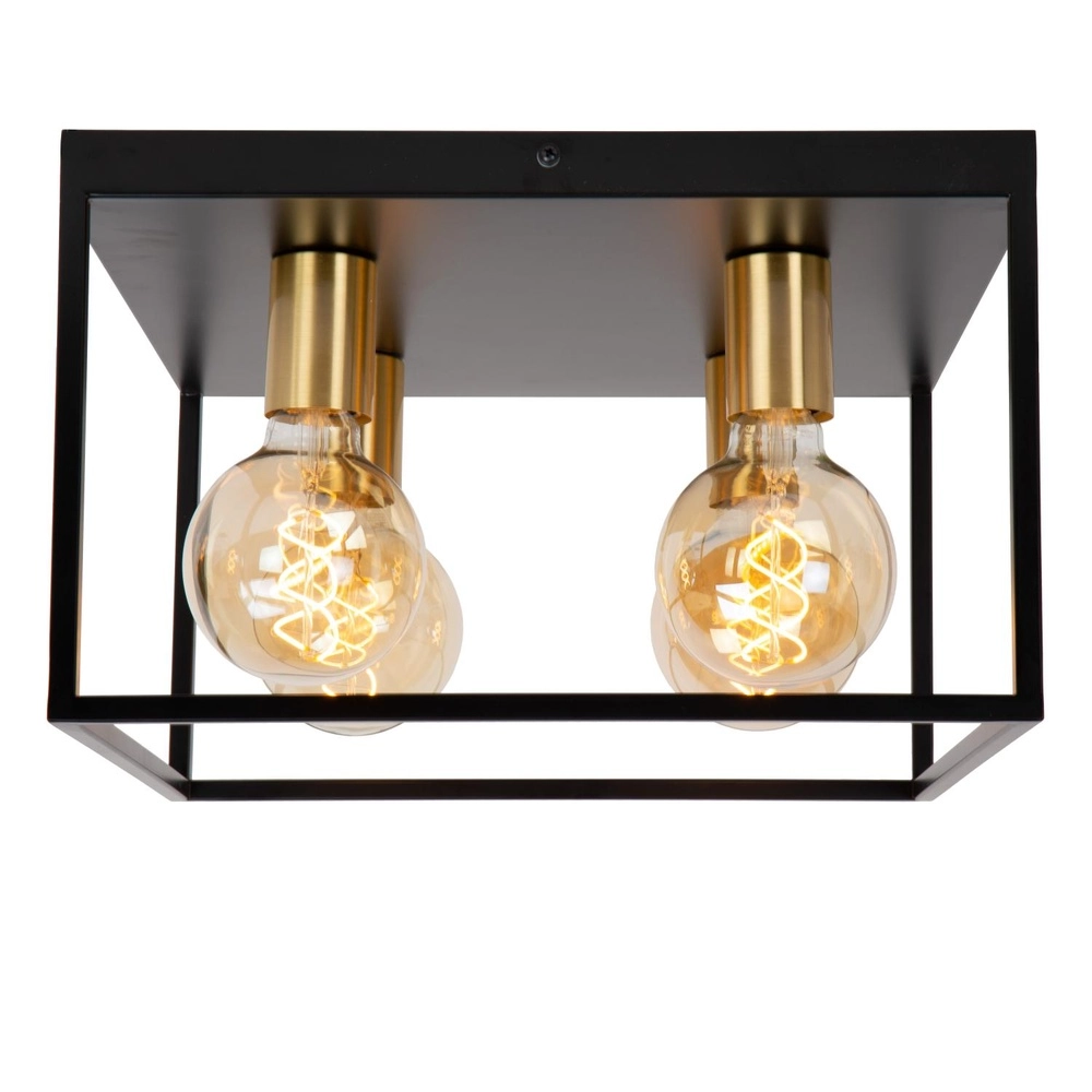 Lampe de plafond Ruben Carré noir de 36 cm Lucide 5411212010919