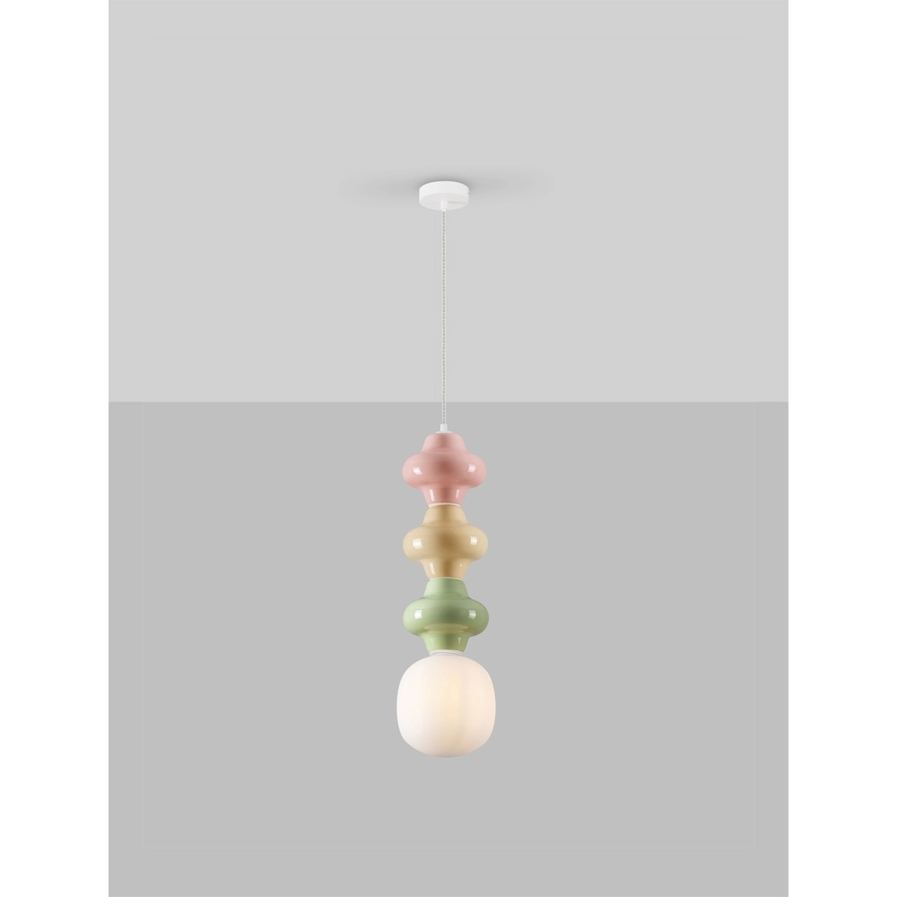 Suspension Clio L verre blanc avec céramique colorée Lyora 5212017461315