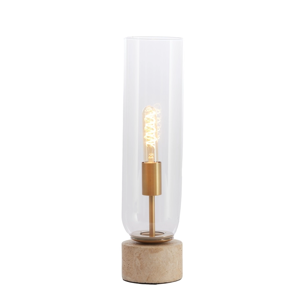 Lampe de table en verre Rylano 47 cm - avec travertin Light & Living 8717807730680
