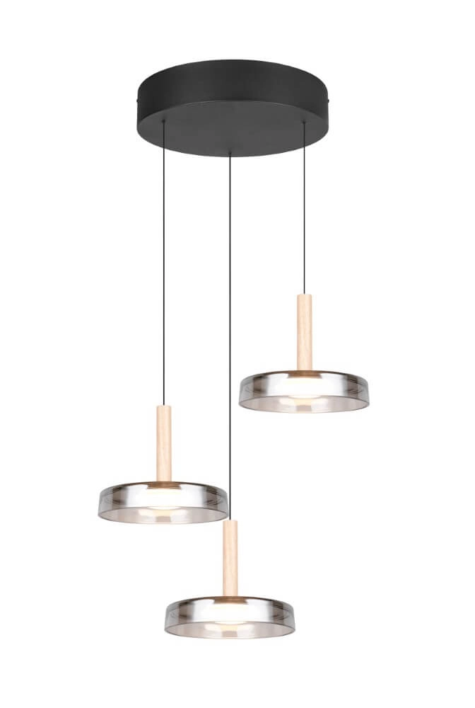 Lampe suspendue LED 3 lumières Celeste verre de fumée Trio 4017807616897