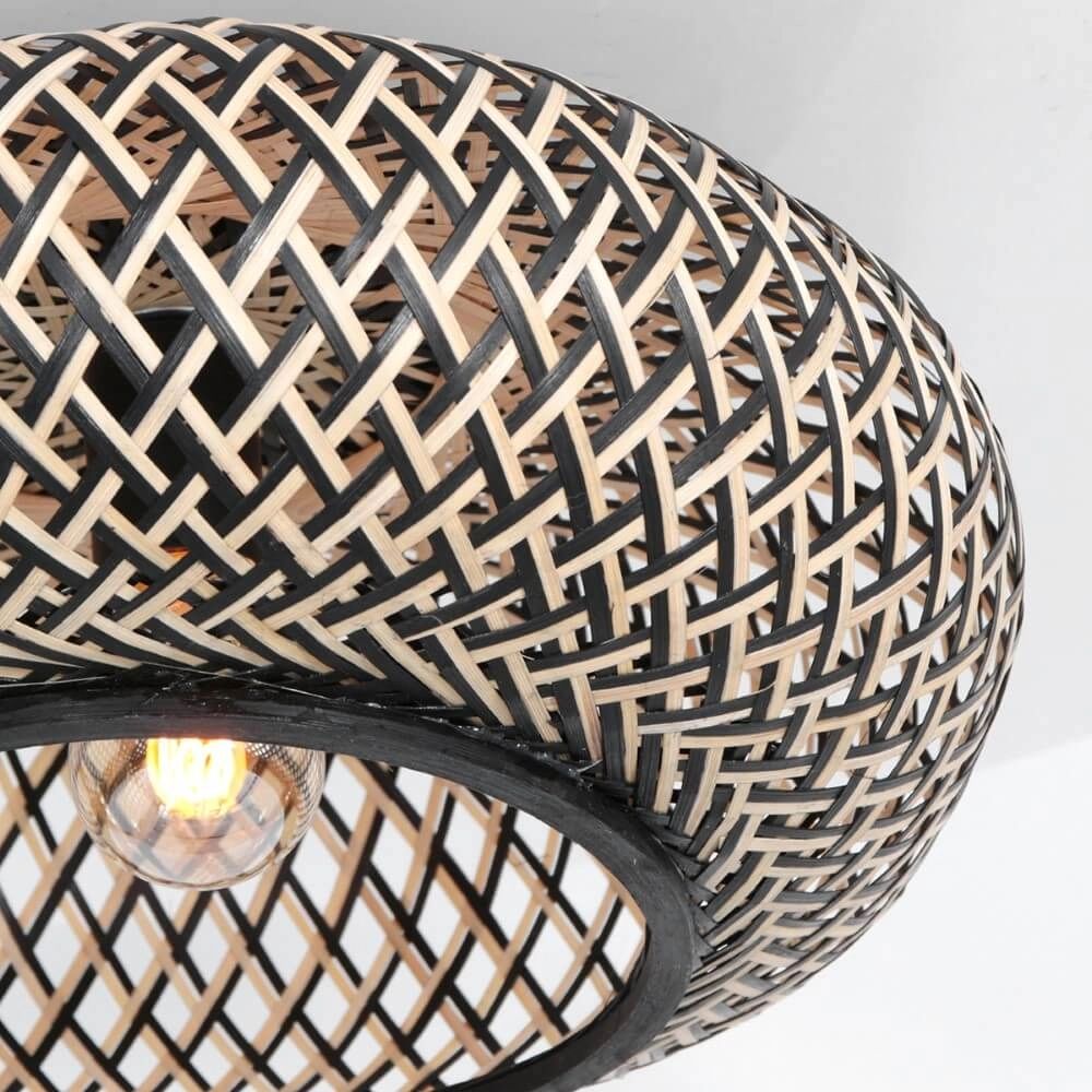 Plafonnier en bambou noir Maze Ø40cm Steinhauer 8712746147223