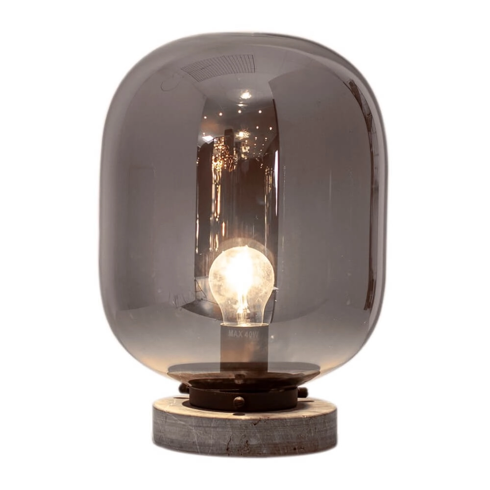 Lampe de table Leola verre de fumée