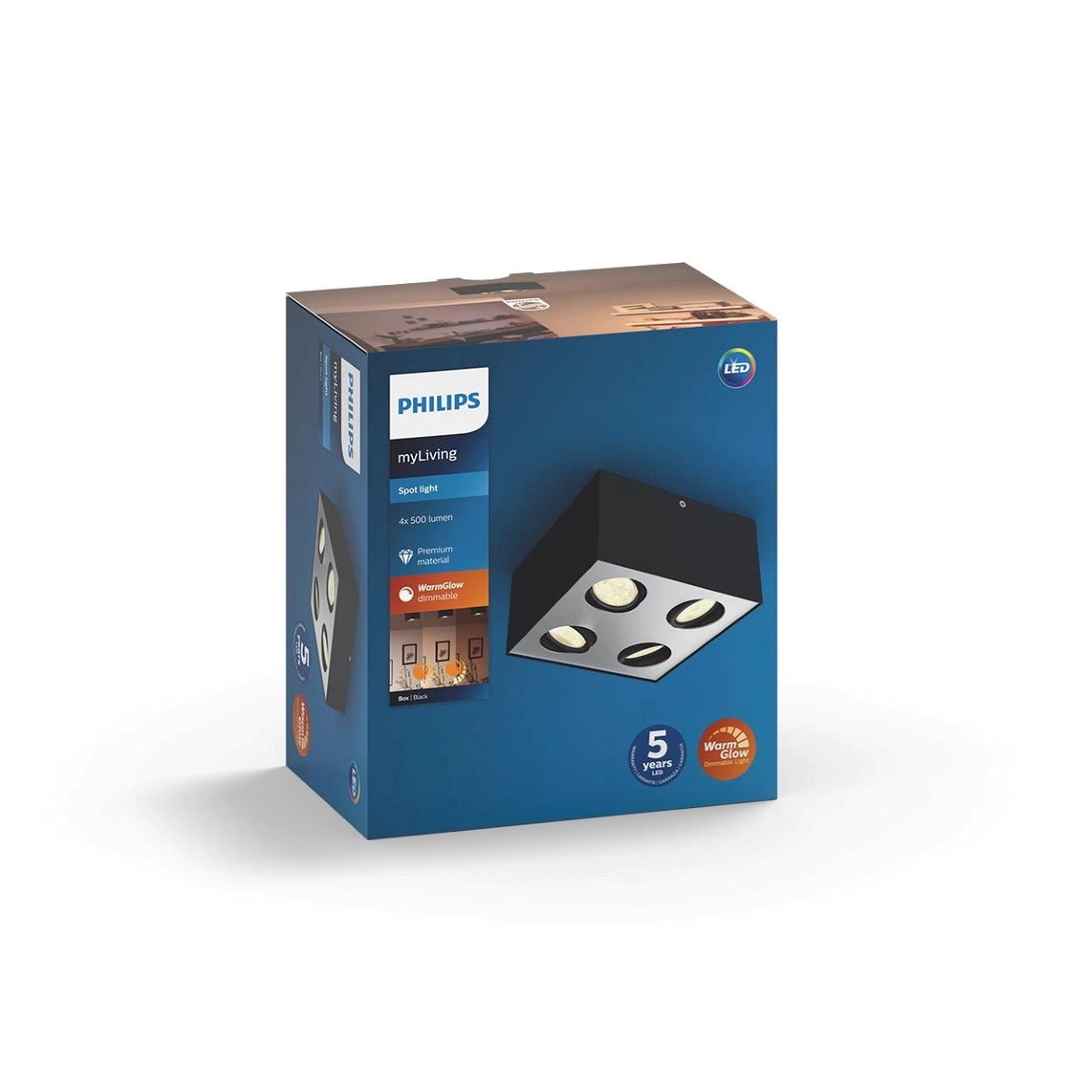 spot Box 4 lumières noir Philips 8718696164556