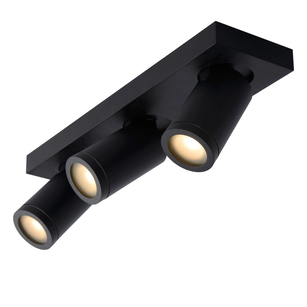 Projecteur de plafond Taylor IP44 3-lumière noire Lucide 5411212092656