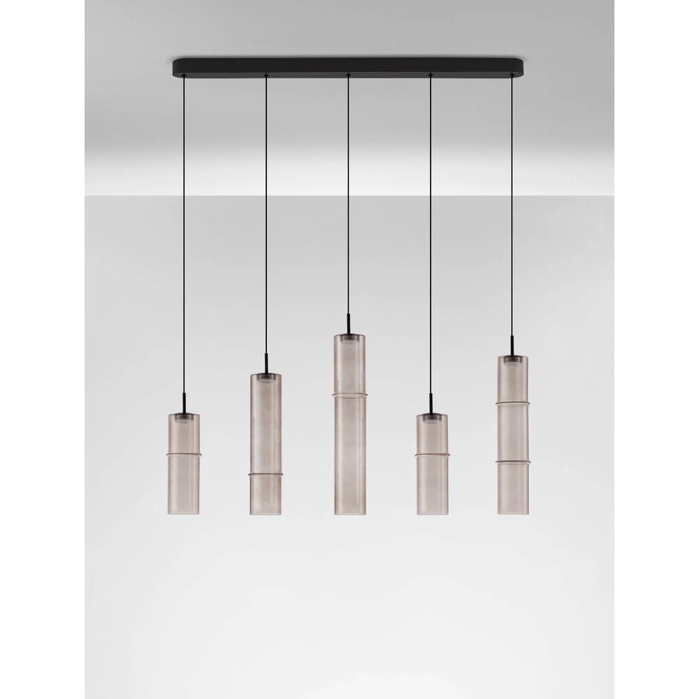 Suspension unique Sano Verre fumé droit à 5 lumières Lyora 5212017474070