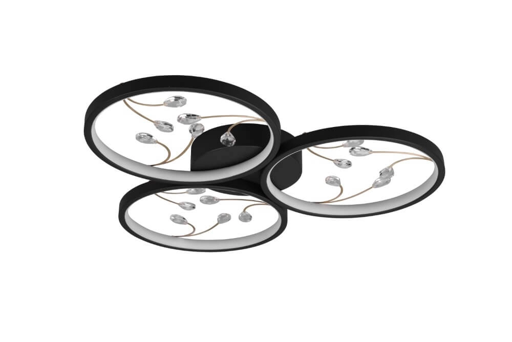 Plafonnier LED noir Groovy 3 lumières Plafonnier LED noir Groovy 3 lumières