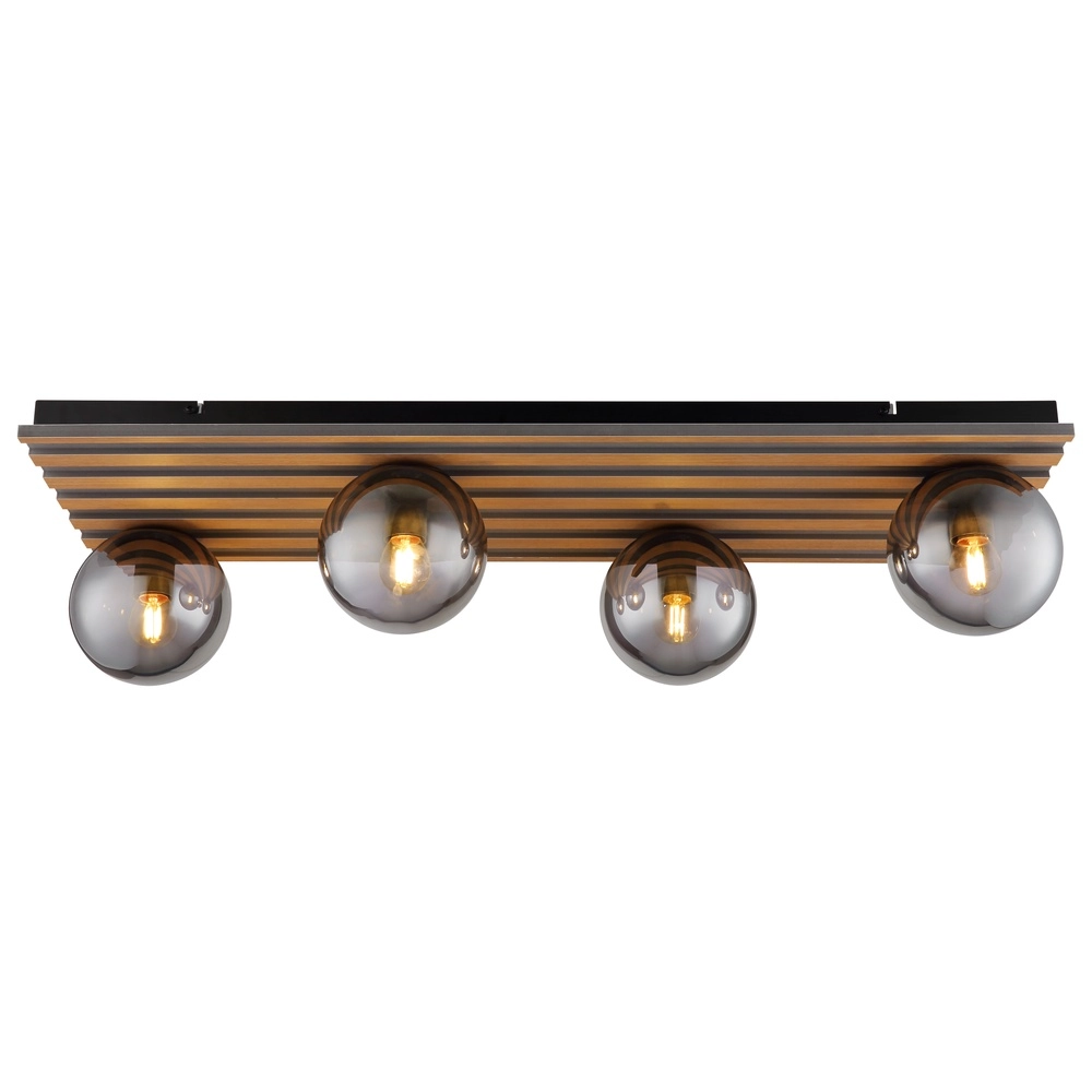 Lampe de plafond Parsons 4-noir clair avec bois Globo 9007371583003
