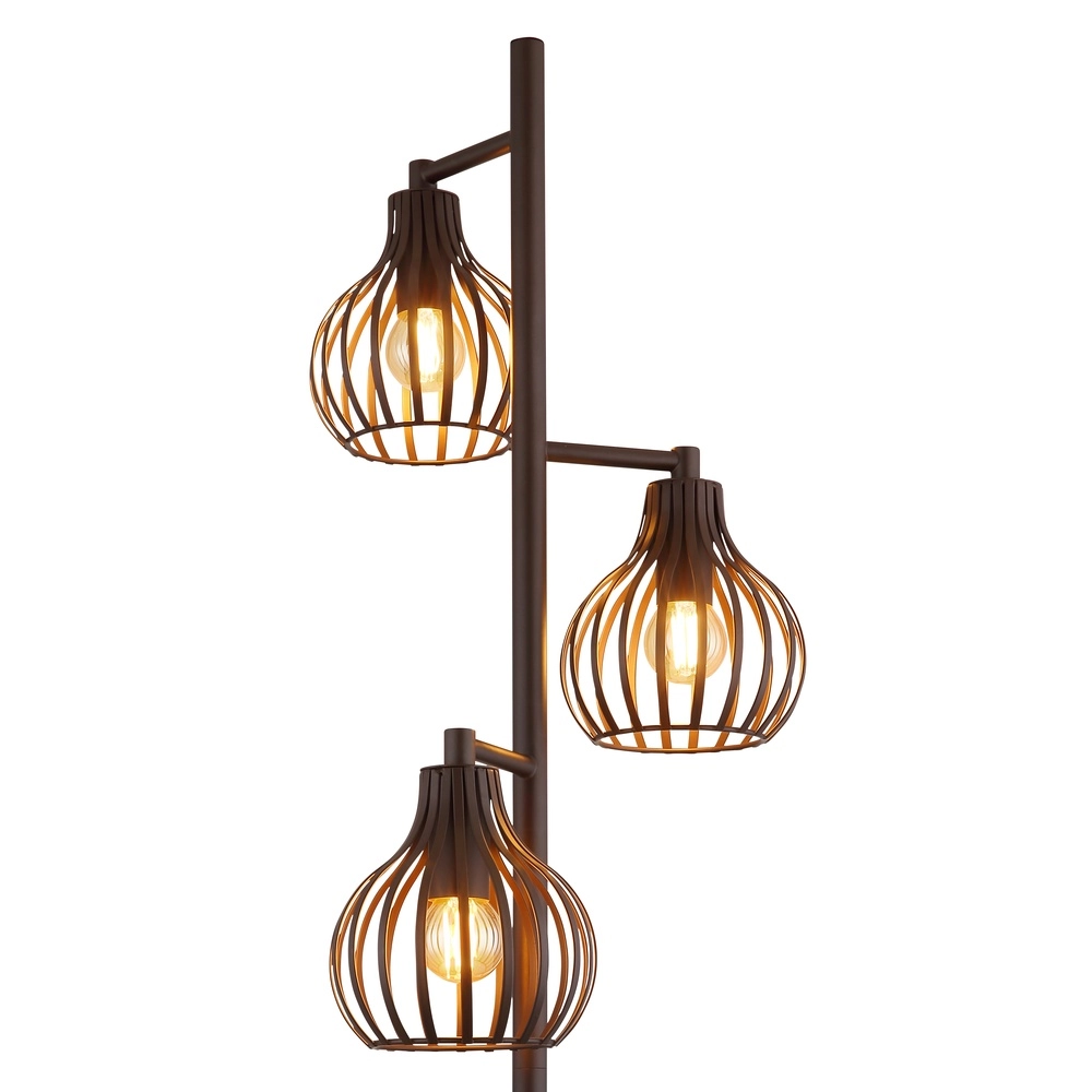 Lampe de pied à 3 lumières Mateo brun rouille Globo 9007371569236