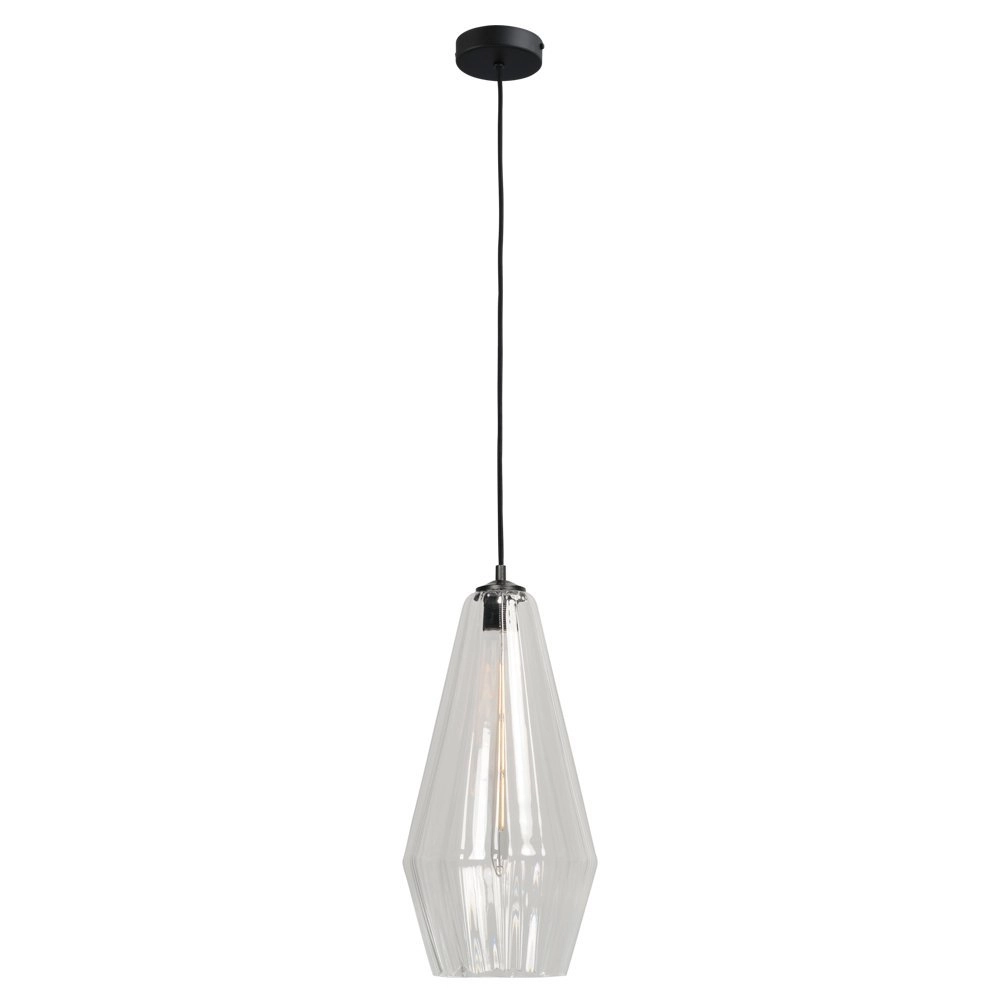 Lampe suspendue noire Diamond 23 cm avec verre transparent Lampe suspendue noire Diamond 23 cm avec verre transparent