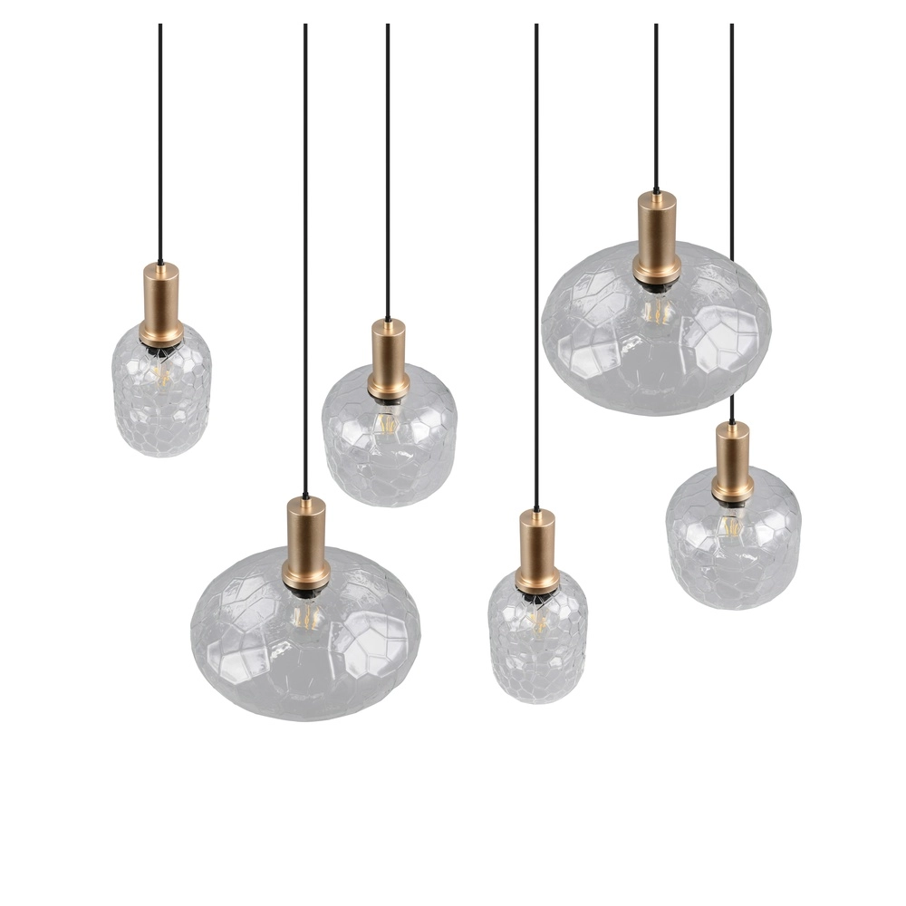 Lampe suspendue à 6 lampes Emelie Or avec verre fumé Trio 4017807702576