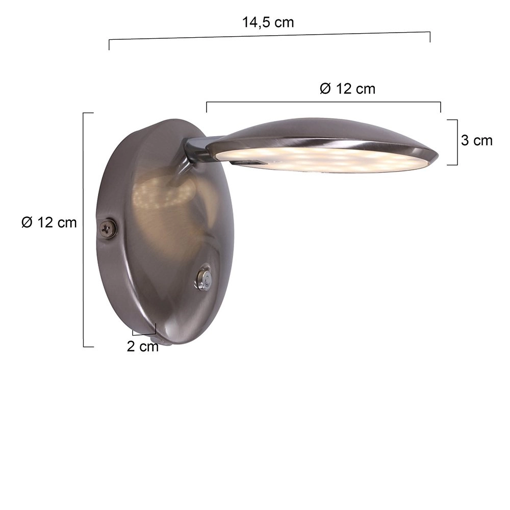 Spot mural LED Zenith 12 cm gris métallisé Steinhauer 8712746116359