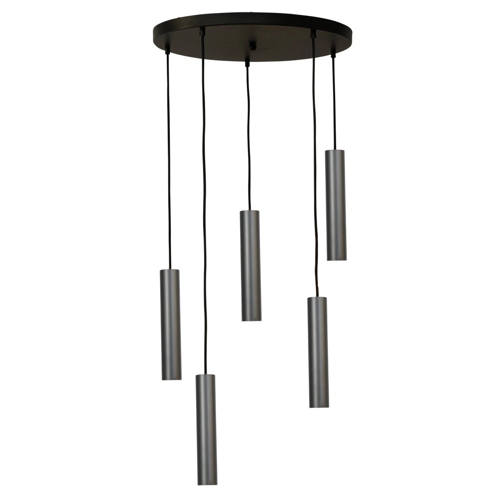 Lampe suspendue noire Run Cylindres en bronze à 5 lumières Lampe suspendue noire Run Cylindres en bronze à 5 lumières