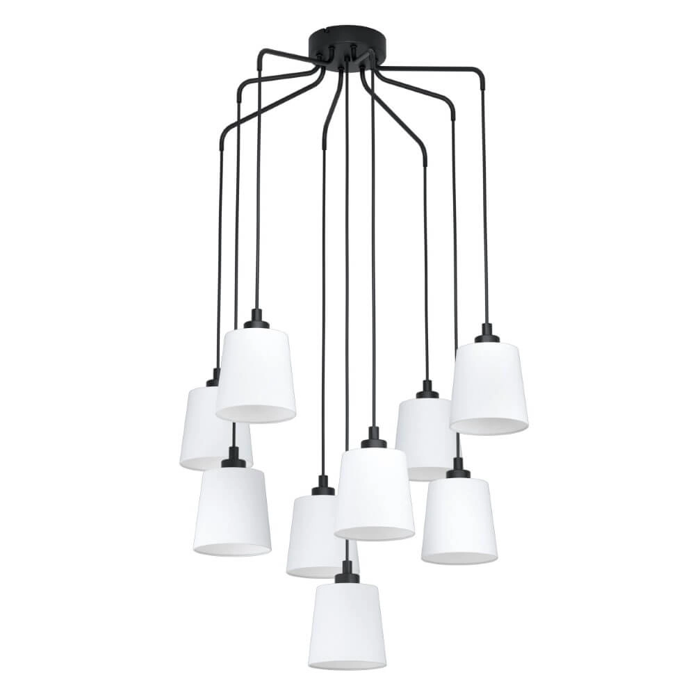 Lampe suspendue noire Bernabetta avec verre blanc Lampe suspendue noire Bernabetta avec verre blanc