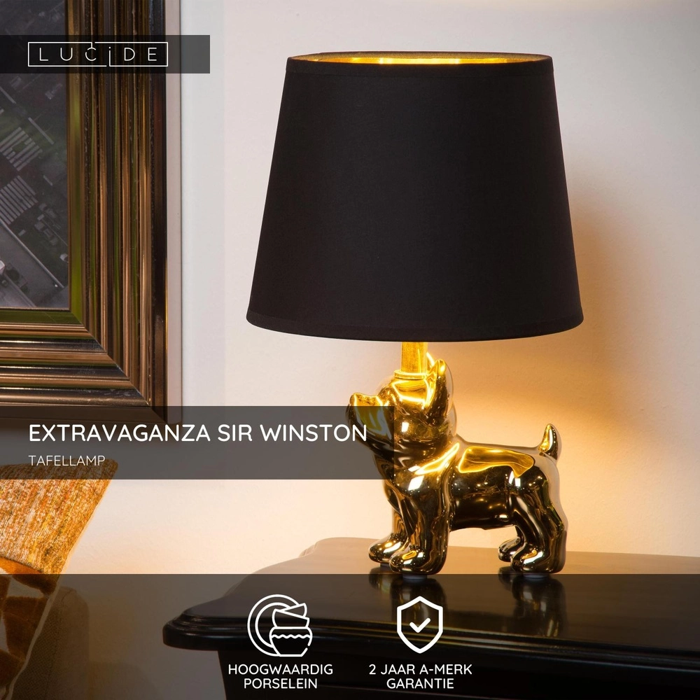 Lampe de table Extravaganza Sir Winston Or chien avec noir Lucide 5411212134097