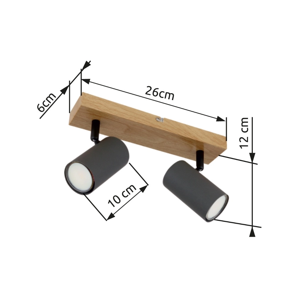 Lampe de plafond à deux lampes Robby bois Globo 9007371430529