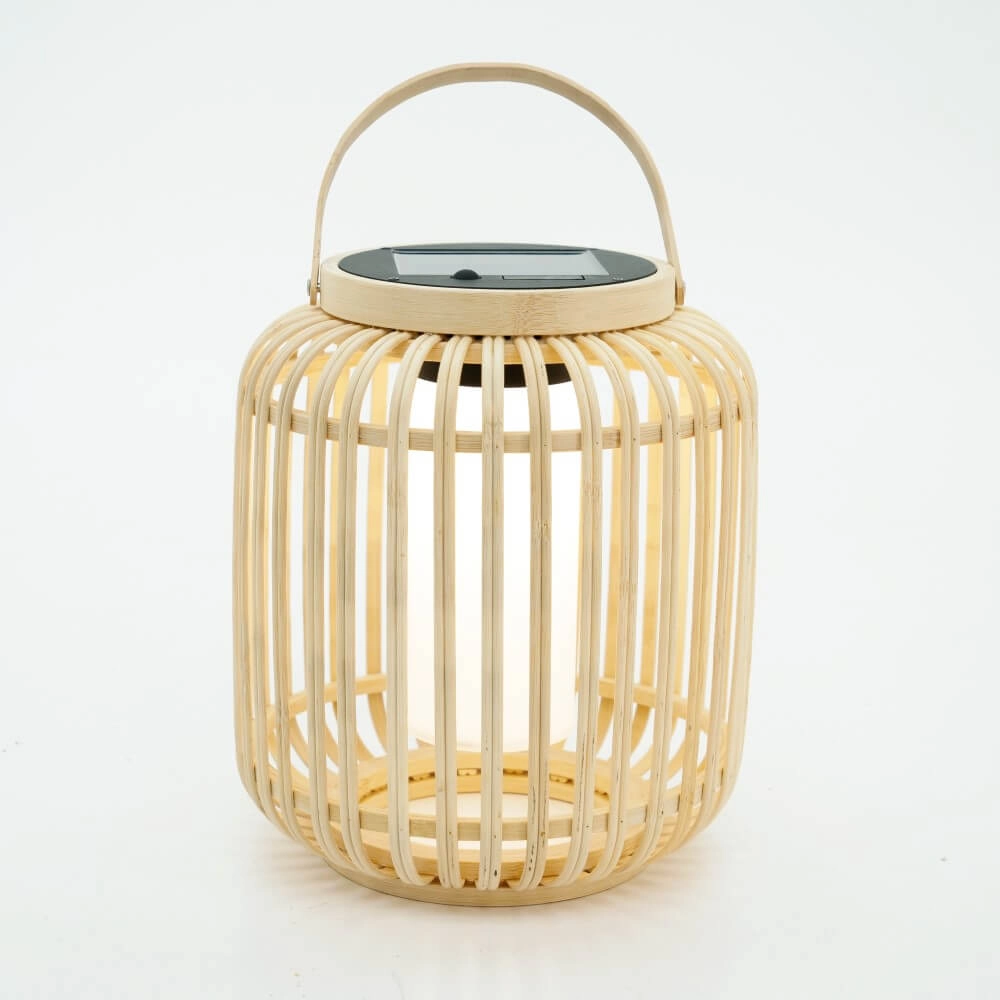 Lampe de table solaire Marliano rotin droit Lampe de table solaire Marliano rotin droit