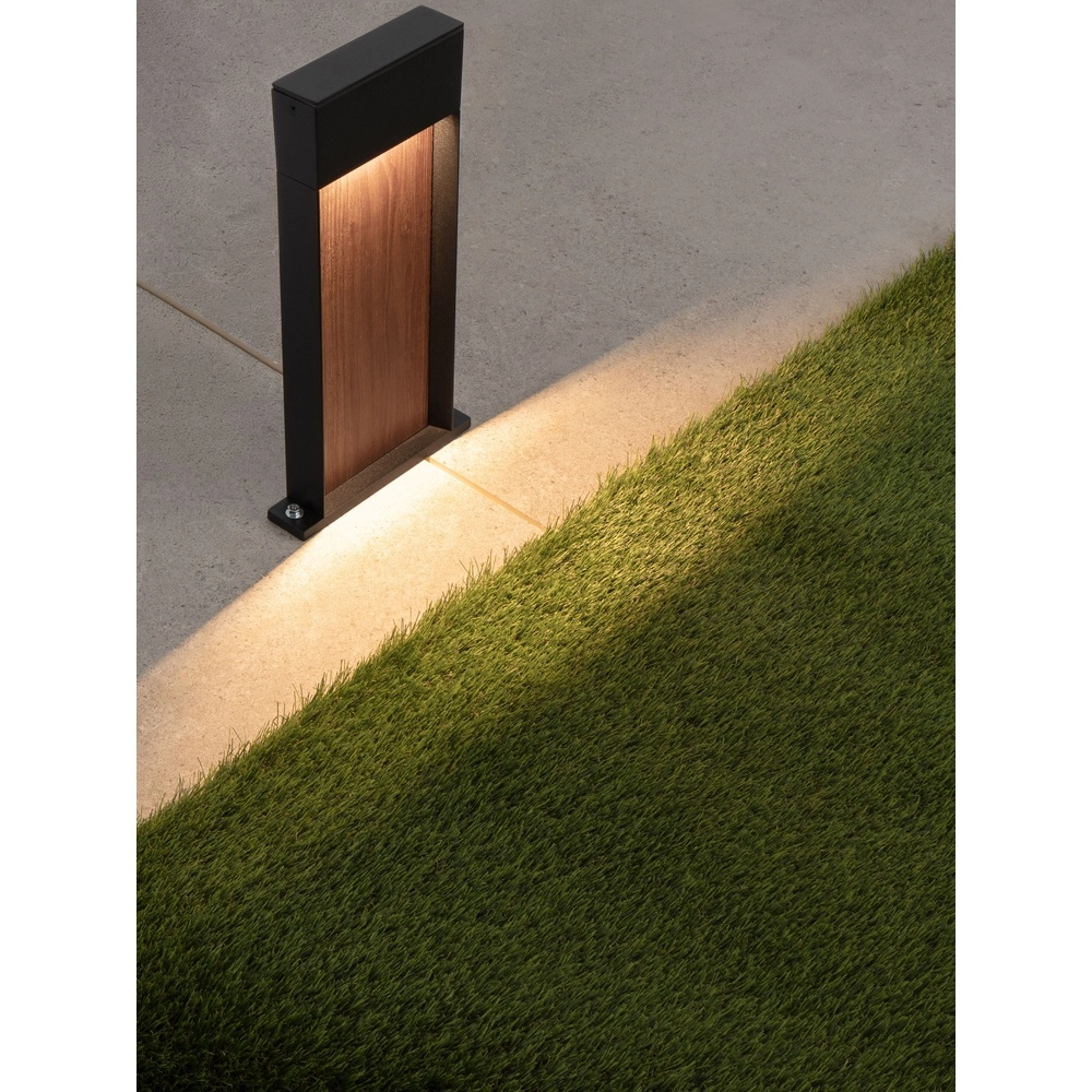 Lampe de jardin conçue Noray noir avec bois 40cm - 2700K Lyora 5212063504318