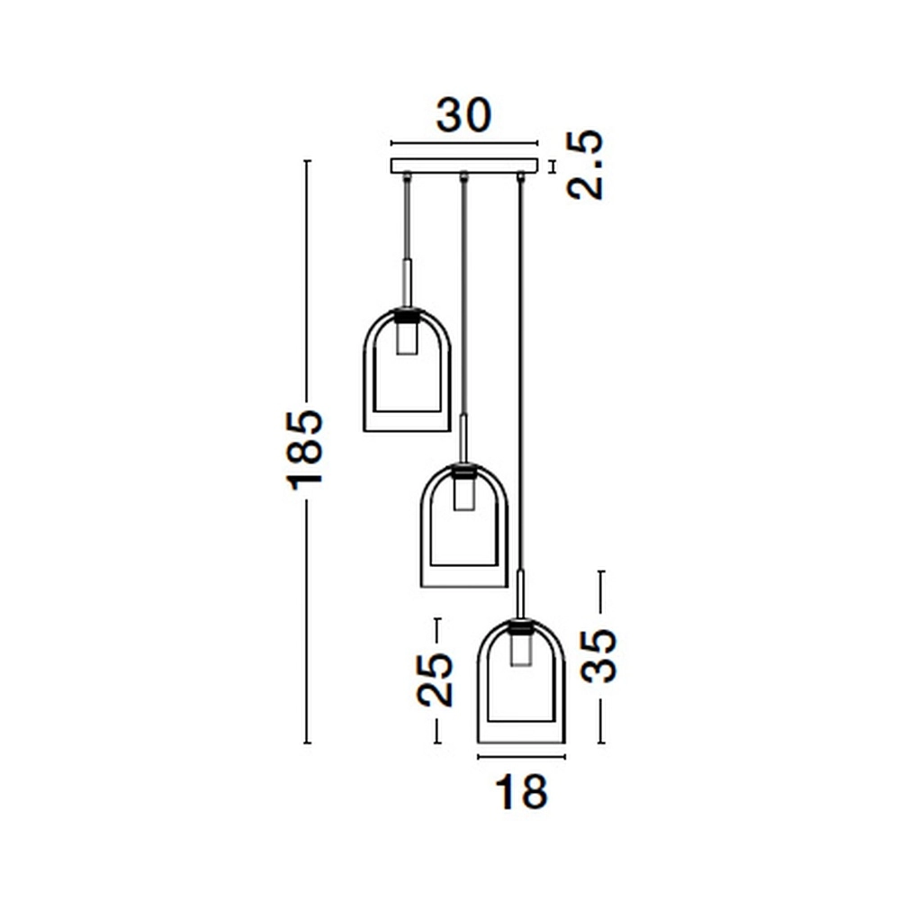 Suspension Velor 3 lumières noir rond Lyora 5212017431189